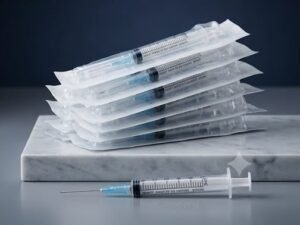 Jeringa desechable 3 ml azul con aguja